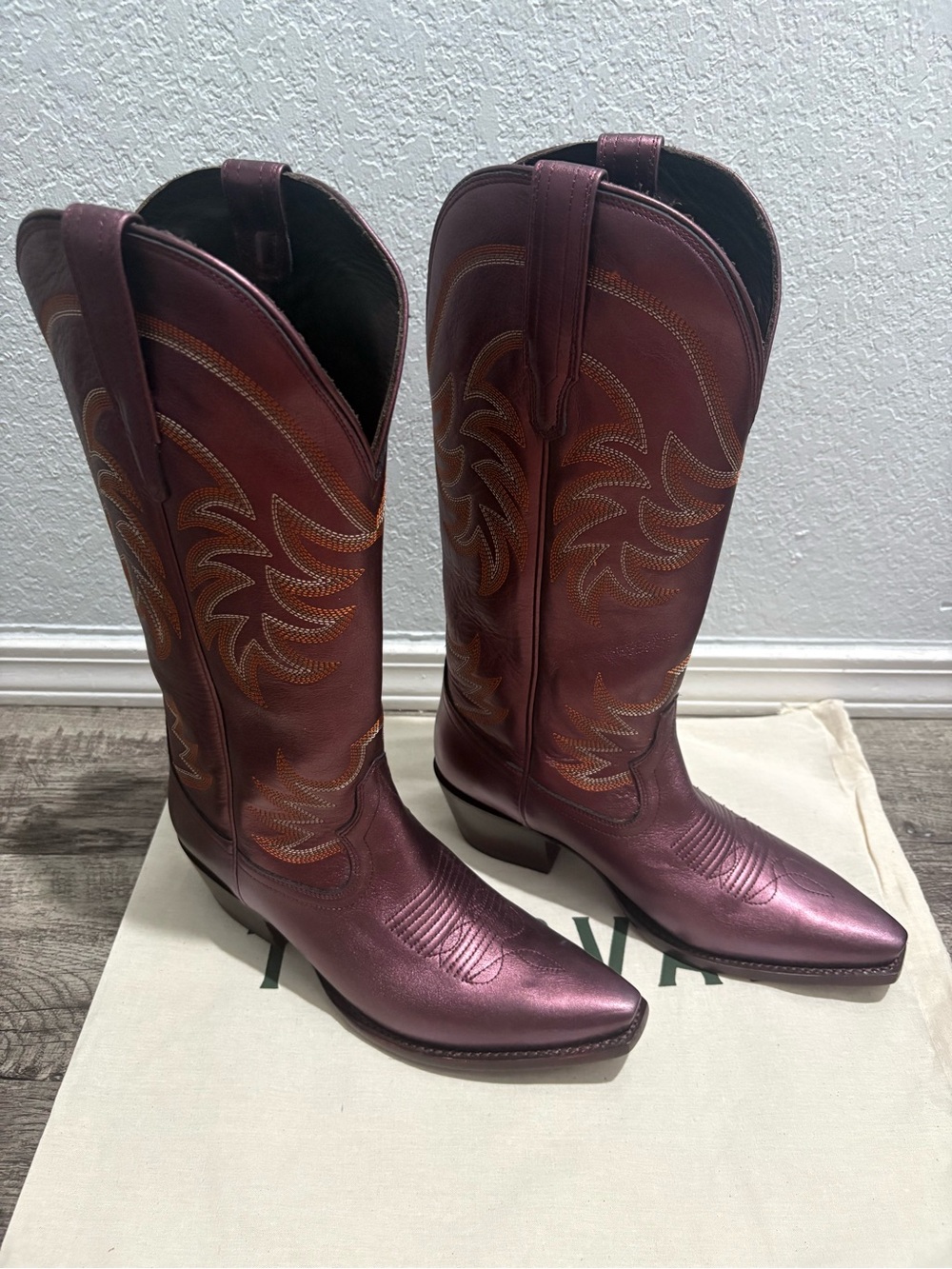 Tecovas Annie Berry Metallic  Leather Western Boots size 9.5